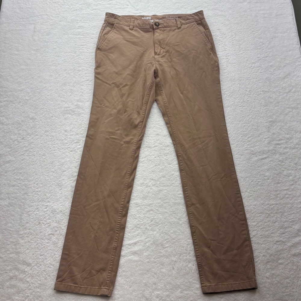 Mugsy Jeans Belmonts Brown Chino Pants Mens 33x34 Straight Leg Stretch FlatFront